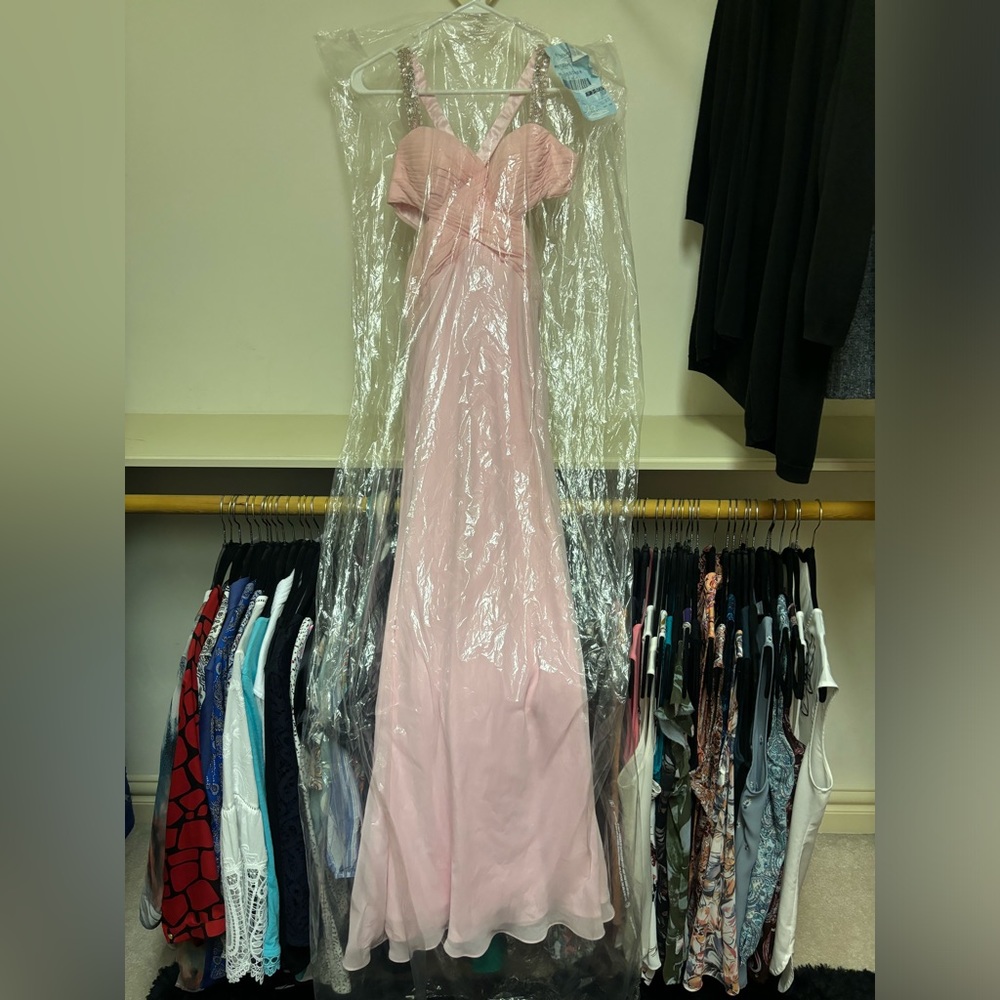 All The Rage light pink prom dress